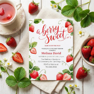 Invitación Fresa de verano en camino baby shower