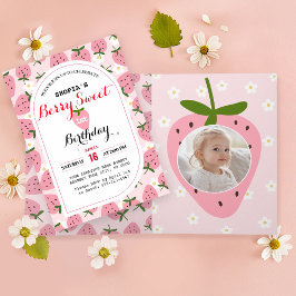 Invitación Fresa Delight First Birthday plegado