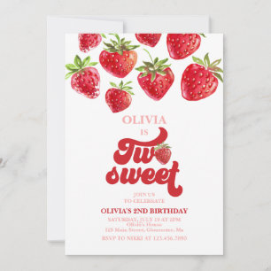 Invitación Fresa dos Dulces 2do Cumpleaños