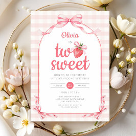 Invitación Fresa Dos Dulces Chicas Segundo Cumpleaños