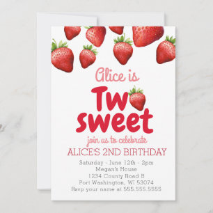 Invitación Fresa dos dulces cumpleaños segundo