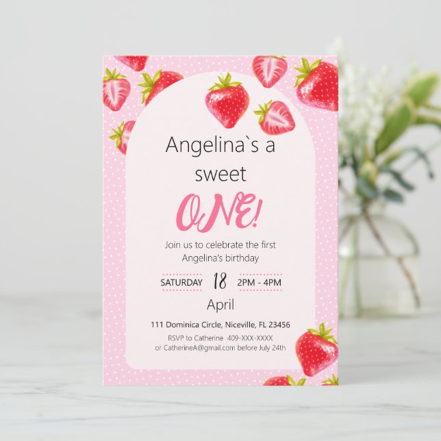 Invitación Fresa dulce (Anverso de pie)