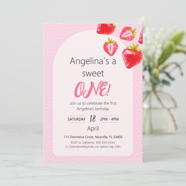 Invitación Fresa dulce (Anverso de pie)