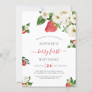Invitación Fresa dulce Berry primer cumpleaños