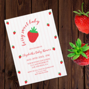 Invitación Fresa Dulce Fiesta de Bebé