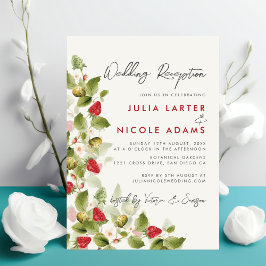 Invitación Fresa dulce Flores silvestres Recepción de la boda