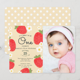 Invitación Fresa dulce para ser foto de primer cumpleaños