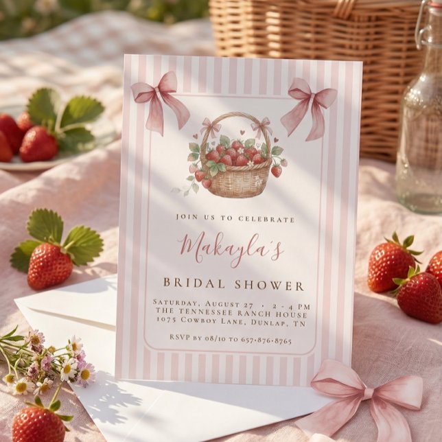 Invitación Fresa Dulce Rosa Lazo Despedida de soltera (Subido por el creador)