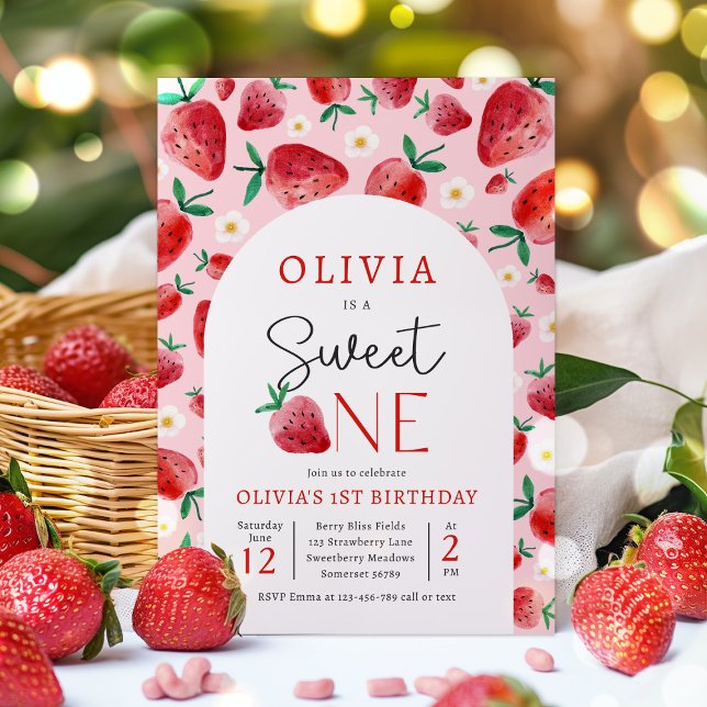 Invitación Fresa dulce Un Berry Primer Fiesta de cumpleaños (Subido por el creador)