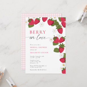 Invitación Fresa en amor Despedida de soltera a cuadros