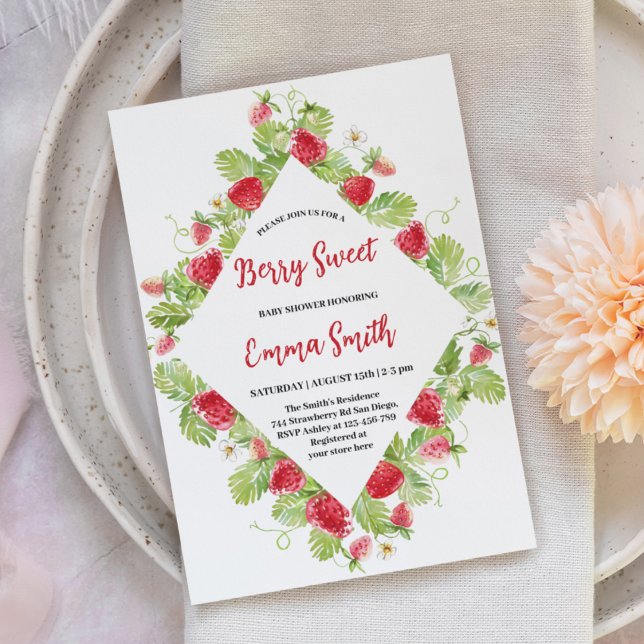 Invitación Fresa Fresa Berry Sweet Baby Shower (Subido por el creador)