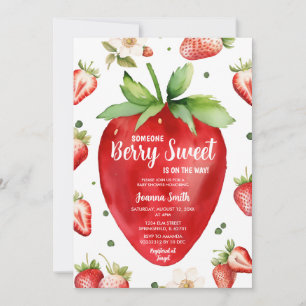 Invitación Fresa Gingham Berry Chica Baby Shower