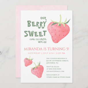 Invitación Fresa nuestra fiesta de cumpleaños BERRY SWEET