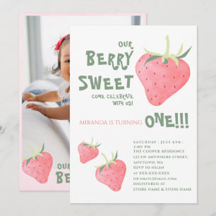 Invitación Fresa NUESTRO BERRY SWEET Primer cumpleaños
