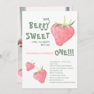 Invitación Fresa NUESTRO BERRY SWEET Primer cumpleaños