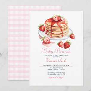 Invitación Fresa Panqueque Baby Brunch Baby Shower