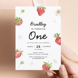 Invitación Fresa primer Chica Berry primer cumpleaños