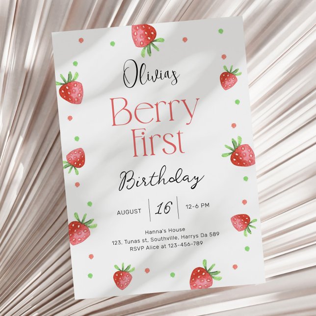 Invitación Fresa primer cumpleaños Berry primer Chica dulce (Subido por el creador)
