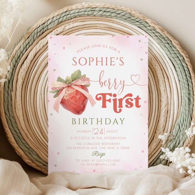 Invitación Fresa primer cumpleaños Berry primer cumpleaños (Subido por el creador)