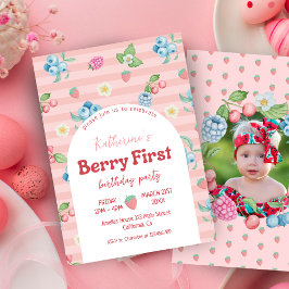 Invitación Fresa primer cumpleaños Berry primer cumpleaños ro