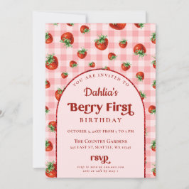 Invitación Fresa primer cumpleaños Berry primera foto