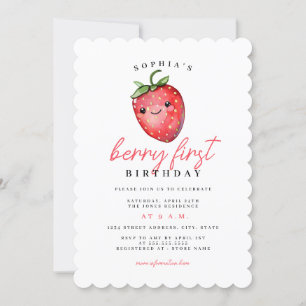Invitación Fresa primer cumpleaños Berry primero