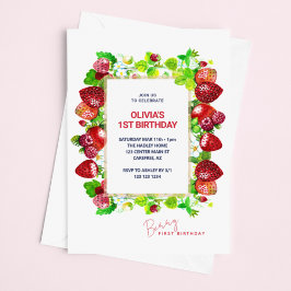 Invitación Fresa primer cumpleaños Berry primero