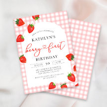 Fresa primer cumpleaños Berry rosa primer cumpleañ