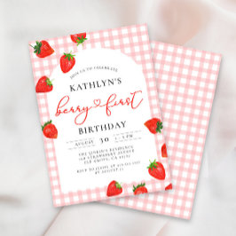 Invitación Fresa primer cumpleaños Berry rosa primer cumpleañ