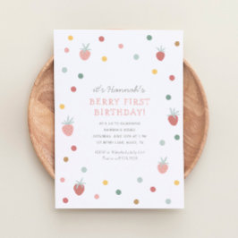 Invitación Fresa primer cumpleaños Fiesta Berry primer cumple