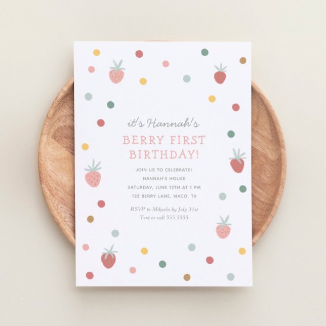 Invitación Fresa primer cumpleaños Fiesta Berry primer cumple (Subido por el creador)