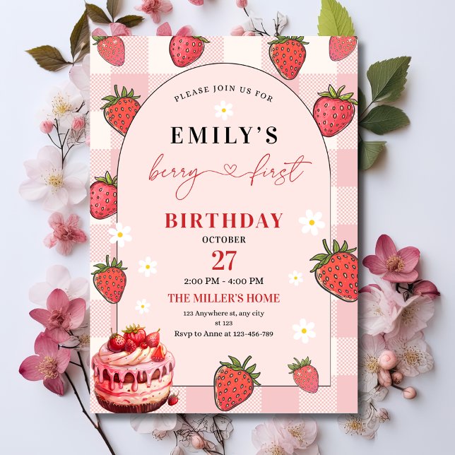 Invitación Fresa primer cumpleaños Fiesta Berry primer cumple (Subido por el creador)