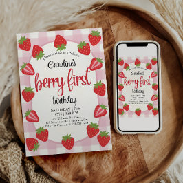 Invitación Fresa primer cumpleaños Fiesta Berry primera foto
