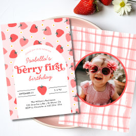 Invitación Fresa primer cumpleaños Fiesta Berry primera foto