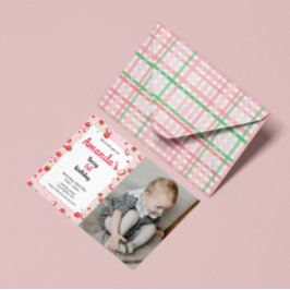 Invitación Fresa primer cumpleaños fiesta berry primero