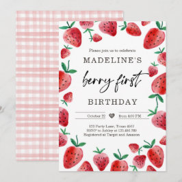 Invitación Fresa primer cumpleaños Invitar primer dulce de Be