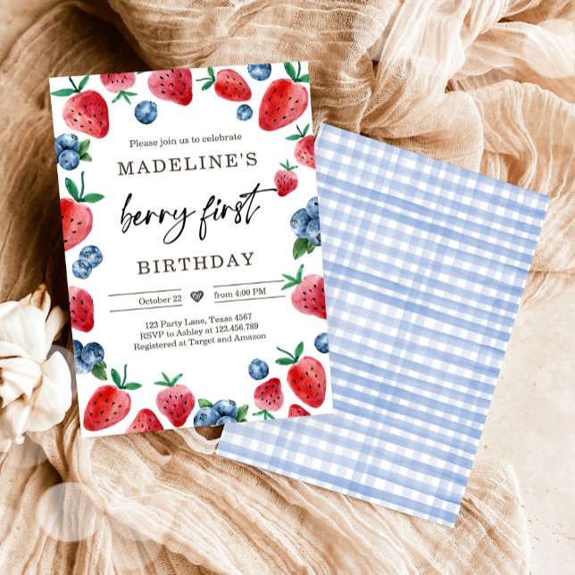 Invitación Fresa primer cumpleaños Invitar primer dulce de Be (Subido por el creador)