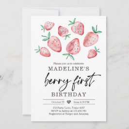 Invitación Fresa primer cumpleaños Invitar primer dulce de Be