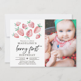 Invitación Fresa primer cumpleaños Invitar primer dulce de Be