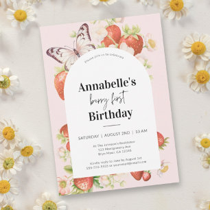 Invitación Fresa Primer Fiesta de cumpleaños Berry