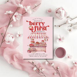 Invitación Fresa Primer Fiesta de cumpleaños Berry Primer Chi