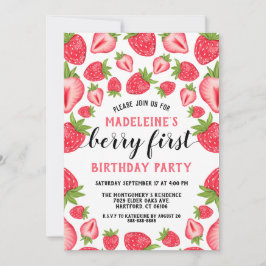 Invitación Fresa Primer Fiesta de cumpleaños Berry Primer Per