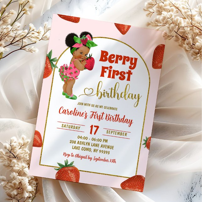 Invitación Fresa Primer Verano Primer Cumpleaños Fresa (Subido por el creador)