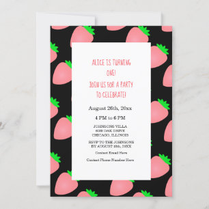 Invitación Fresa Primer Verano Primer Cumpleaños Niña