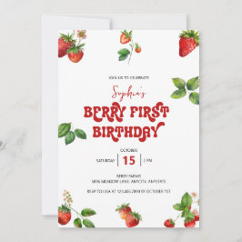 Invitación Fresa | Primera Cumpleaños 1er Cumpleaños