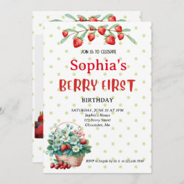 Invitación Fresa Primera Fiesta de Cumpleaños Berry Primera F