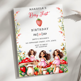 Invitación Fresa primero Chicas singulares Fiesta Cumpleaños