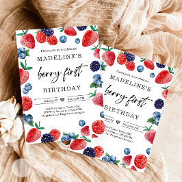 Invitación Fresa Raspberry Berry Primer primer cumpleaños
