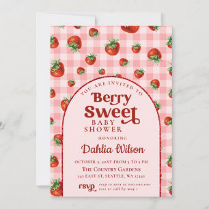 Invitación Fresa Rosa Berry Red Berry Sweet Baby Shower
