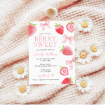Fresa rosa Bow Berry Berry Sweet Baby Girl Shower